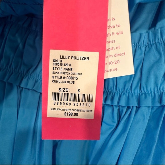 Lilly Pulitzer NWT Elina Stretch Ruffle Dress, Midi Sundress, Blue Size 8 - Picture 10 of 11